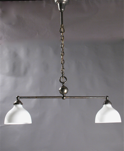 2-Light Kitchen Island Chandelier with Milk Glass Shades